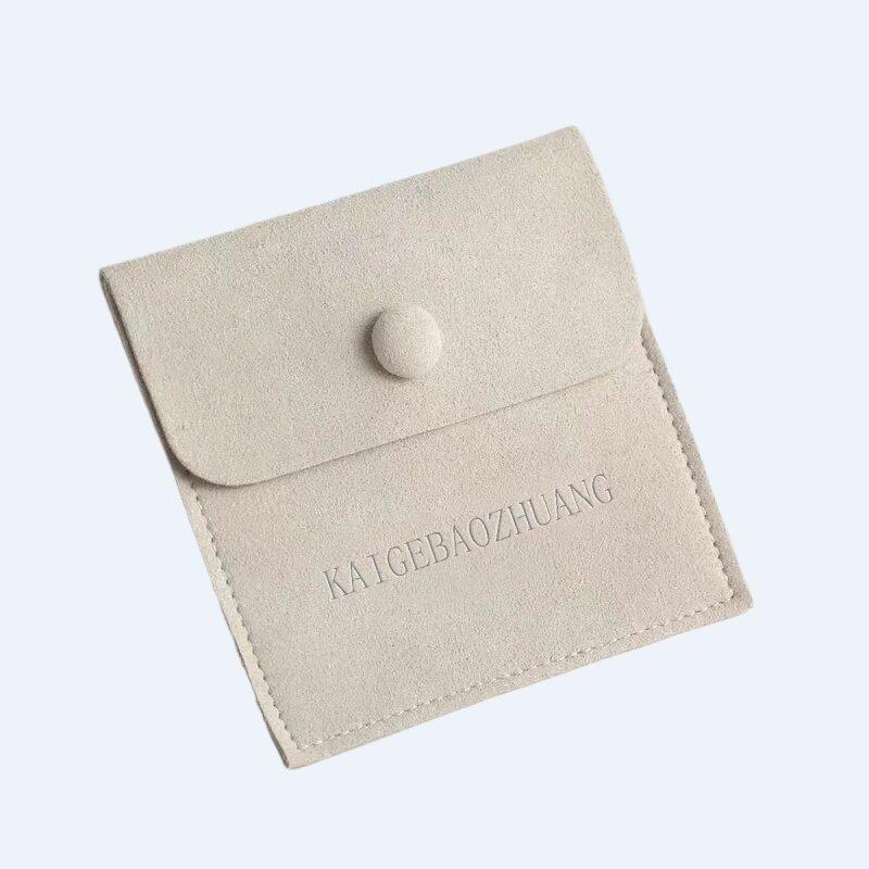 8mm thickness microfiber jewelry bag with covered button