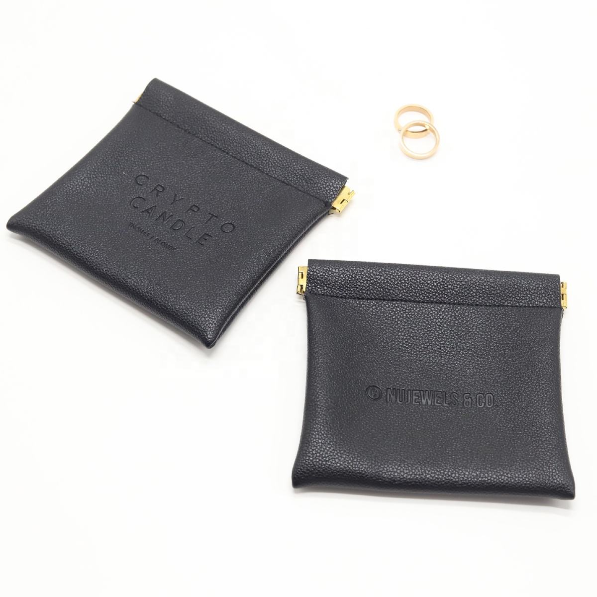 black leather pouch magnetic close