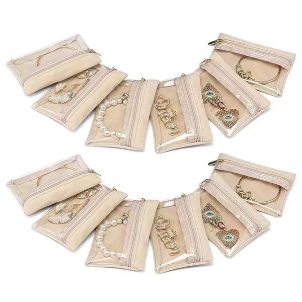 velvet pouch with transparent window