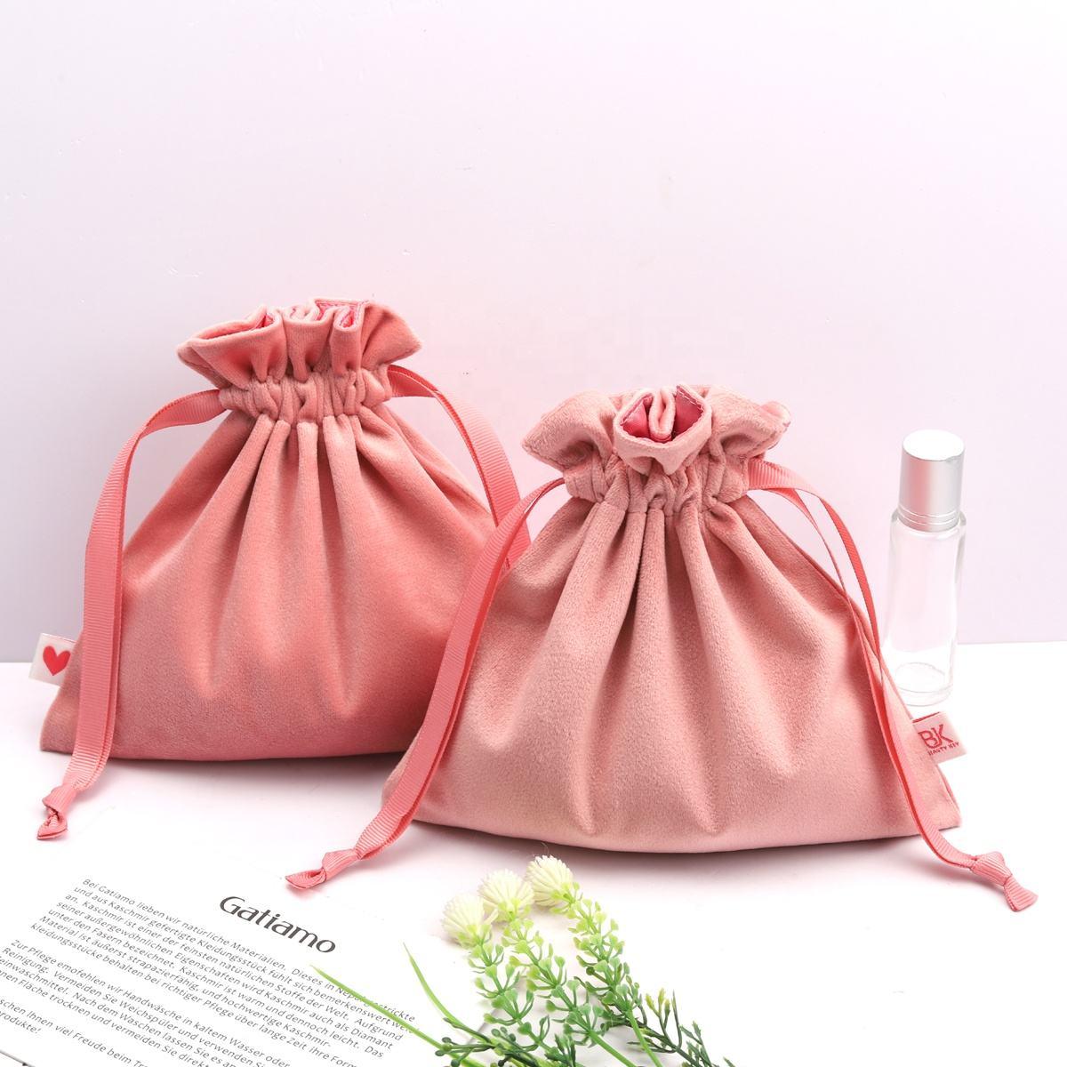 velvet satin lining drawstring bag