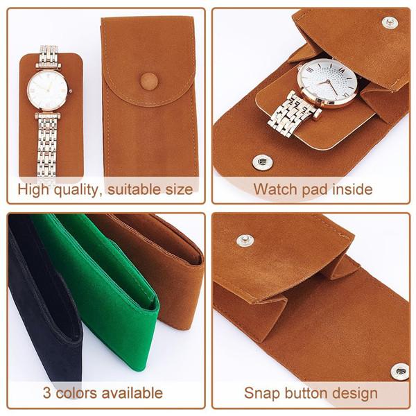 Velvet watch storage travel pouches insert card - Image 2
