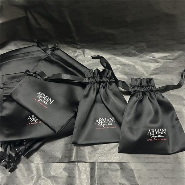 Black Silk Drawstring Pouch For Cosmetics Makeup - Image 5